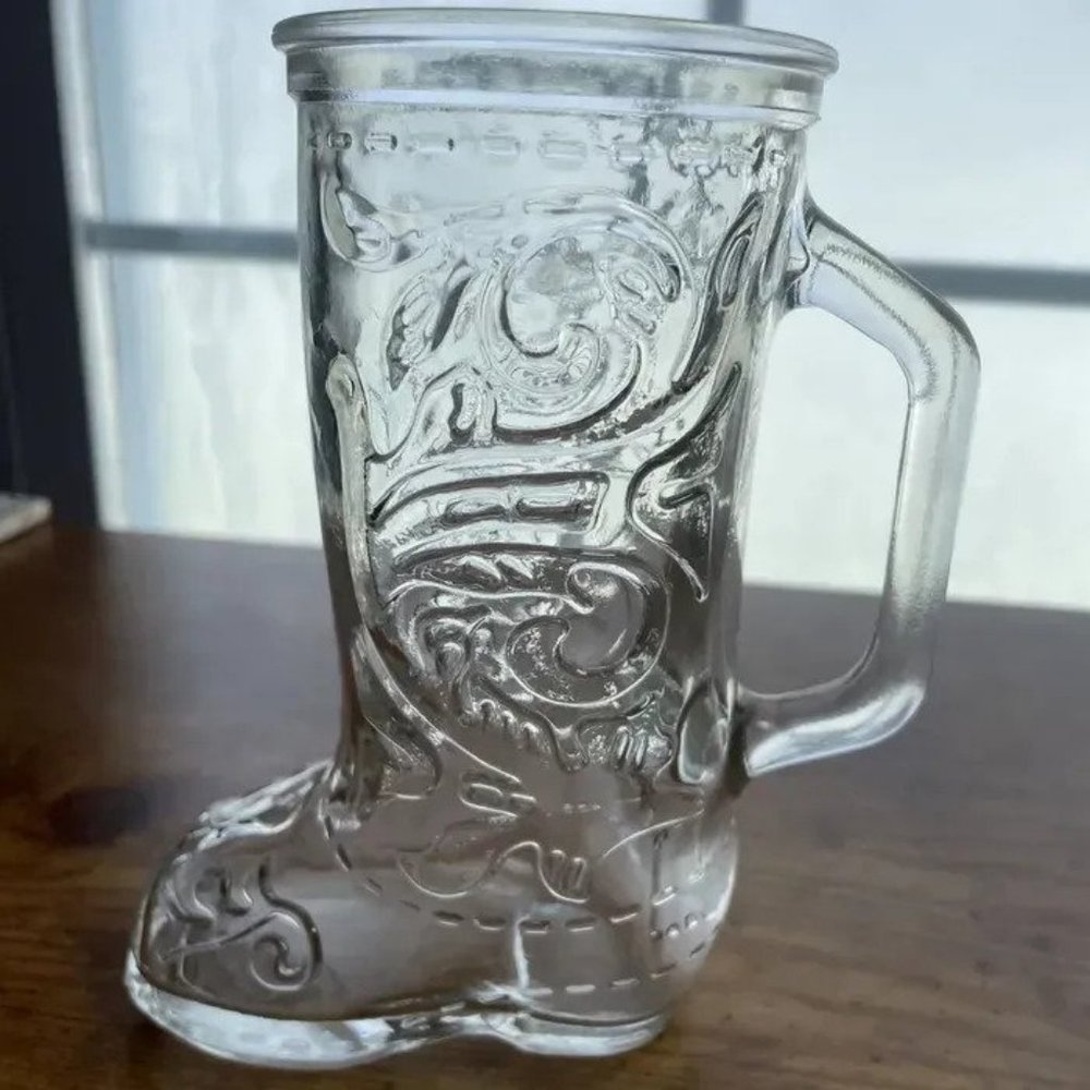 Anchor Hocking Clear Glass Cowboy Boot Mug